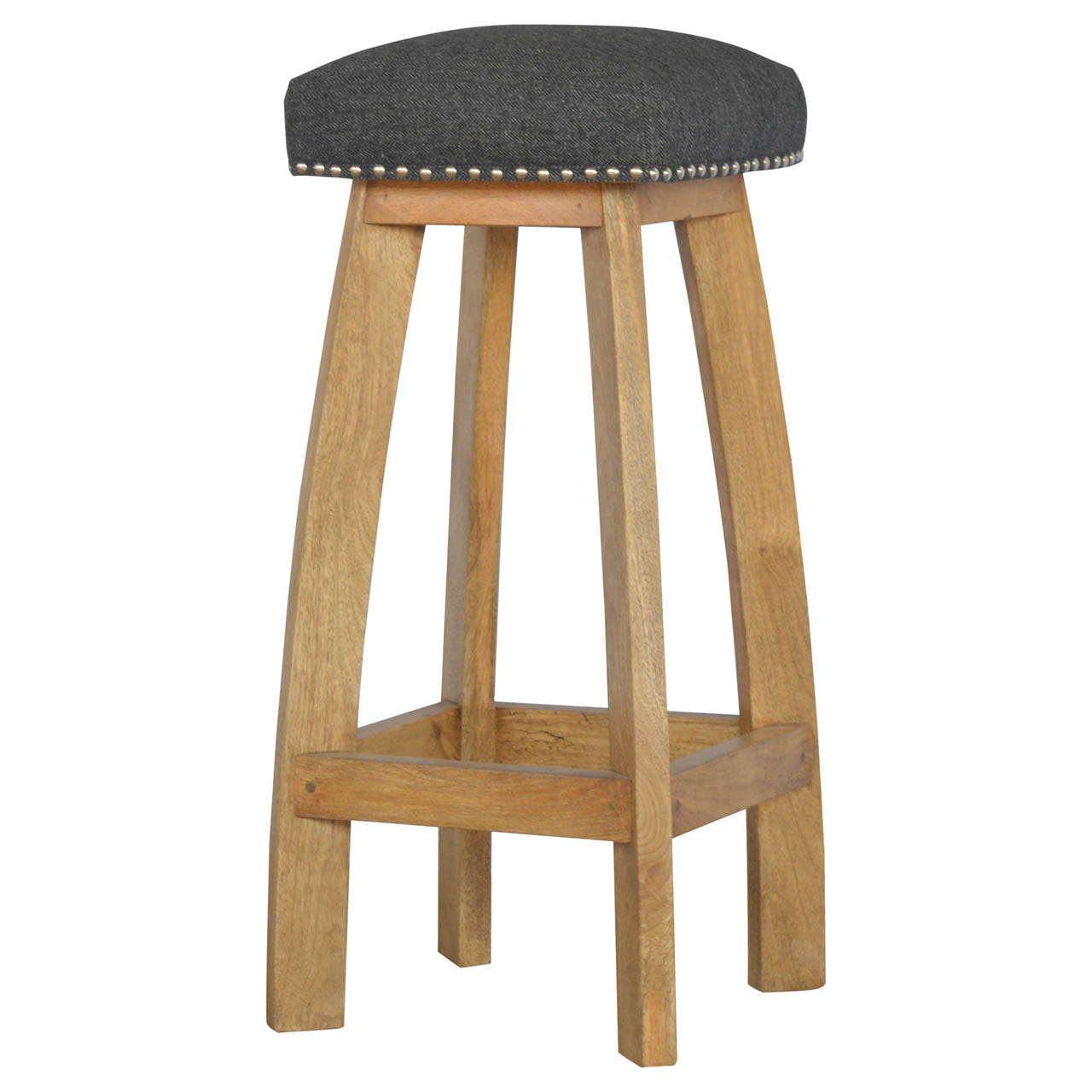 Black Tweed Studded Bar Footstool