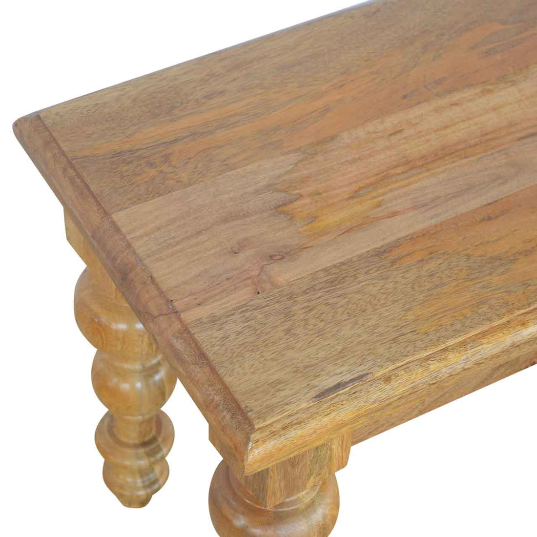 Solid Wood Bench with Turned Feet