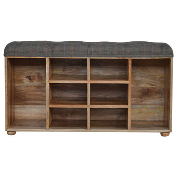 Multi Tweed Open Shoe Storage Bench | Hidden Storage