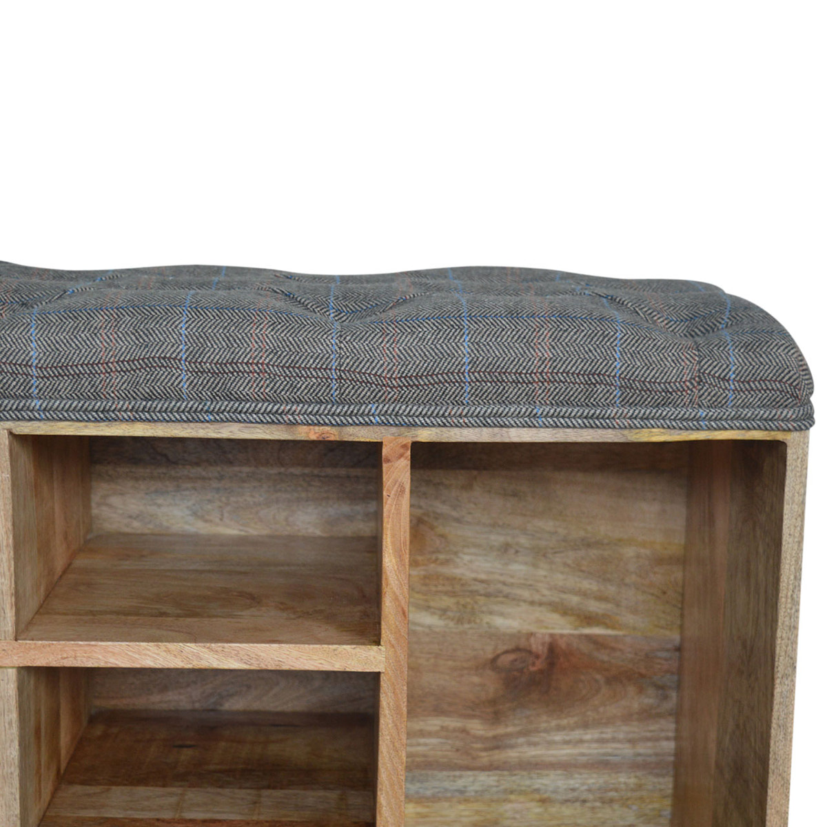 Multi Tweed Open Shoe Storage Bench | Hidden Storage