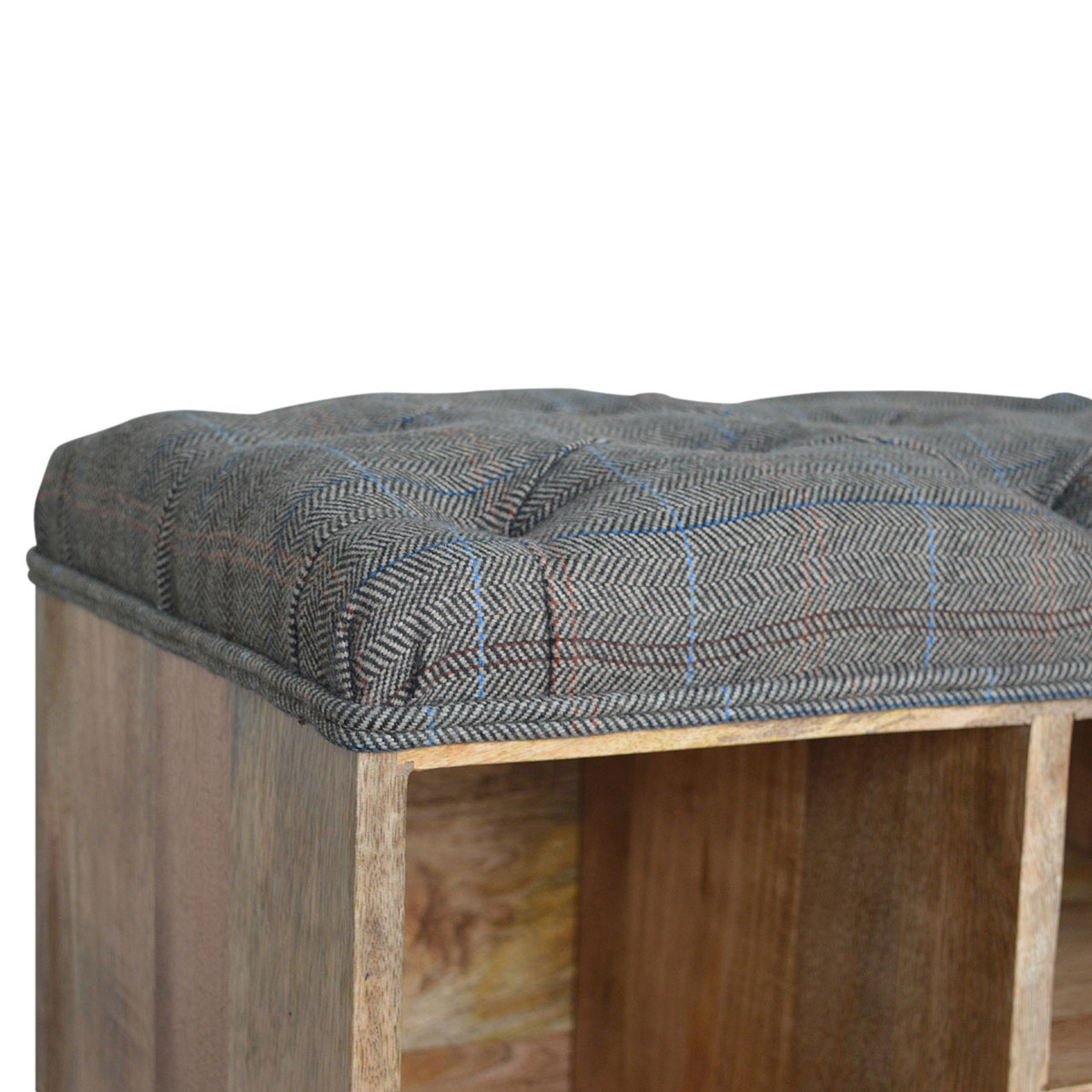 Multi Tweed Open Shoe Storage Bench | Hidden Storage