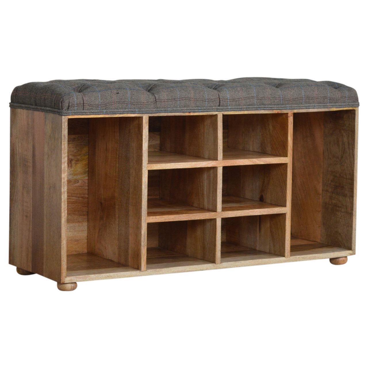 Multi Tweed Open Shoe Storage Bench | Hidden Storage