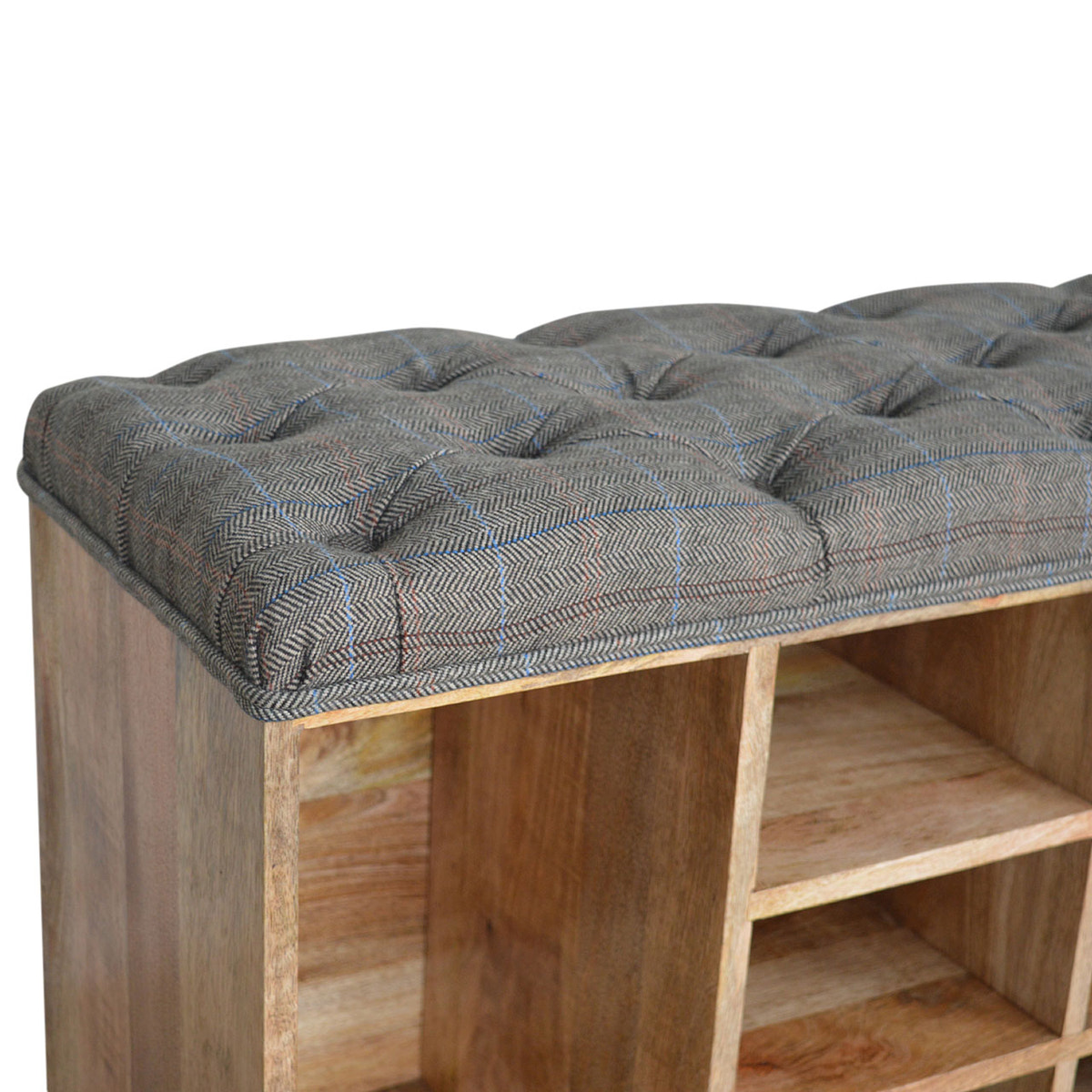Multi Tweed Open Shoe Storage Bench | Hidden Storage