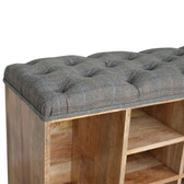 Multi Tweed Open Shoe Storage Bench | Hidden Storage