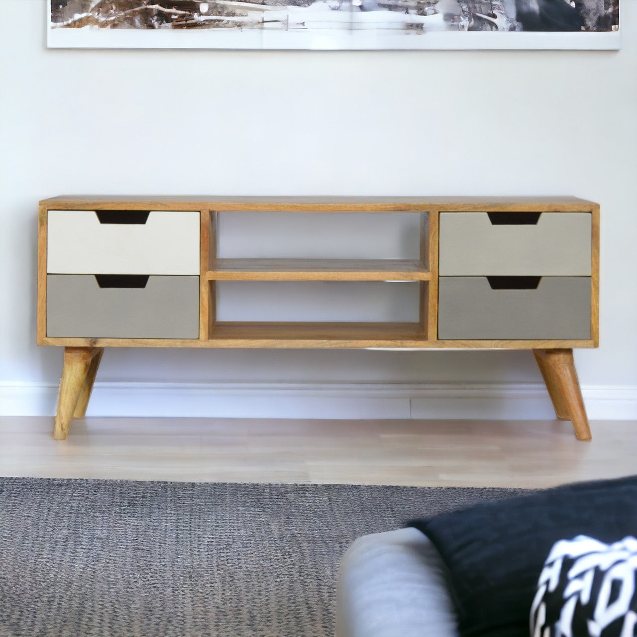 Grey Painted Open TV Unit