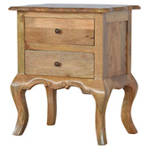 Bedside with Cabriole Legs Bedside Table | Oak Mango Wood Hand-Carved