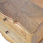 Bedside with Cabriole Legs Bedside Table | Oak Mango Wood Hand-Carved