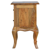 Bedside with Cabriole Legs Bedside Table | Oak Mango Wood Hand-Carved