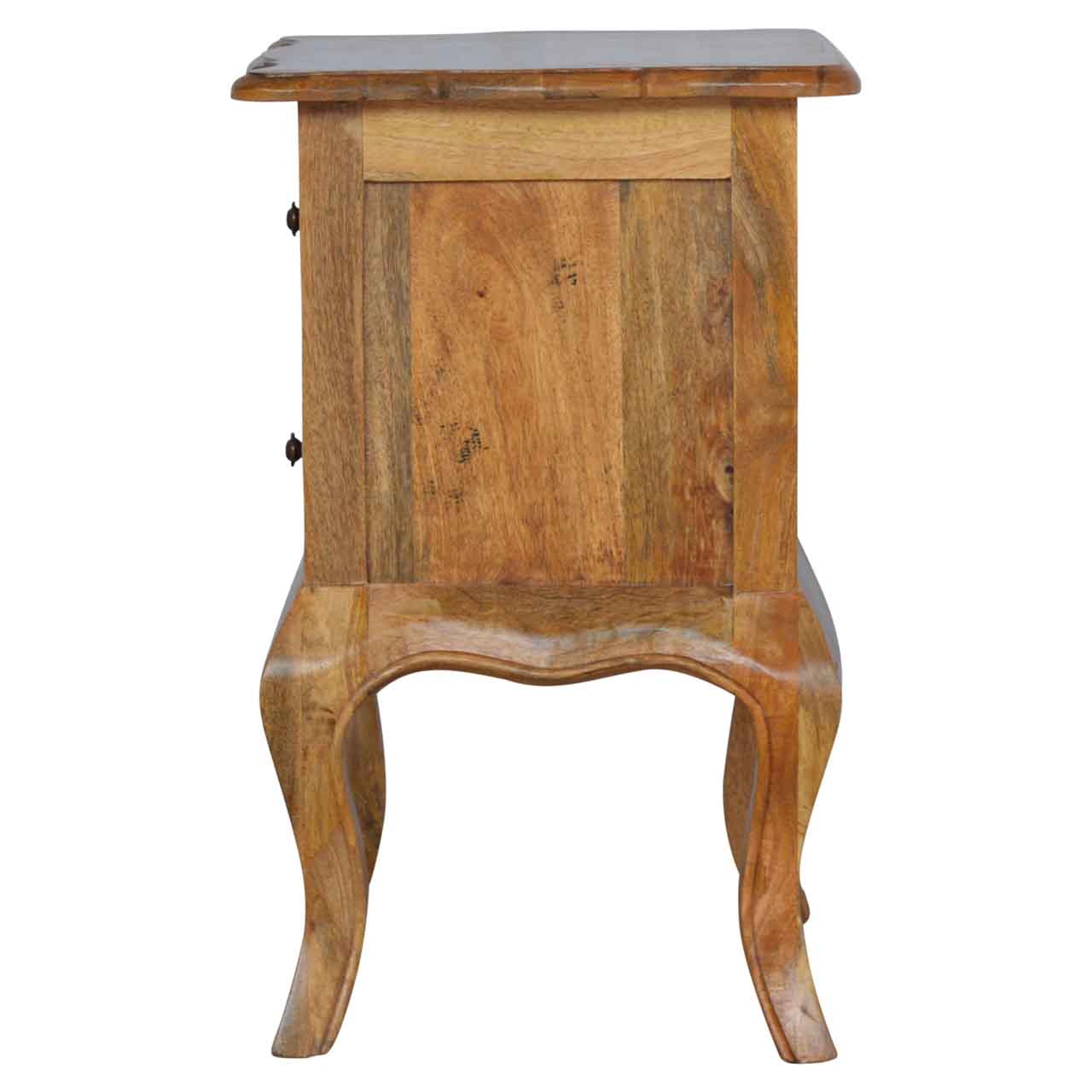 Bedside with Cabriole Legs Bedside Table | Oak Mango Wood Hand-Carved