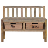 His & Hers Carved Storage Bench | Hand-Carved