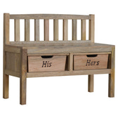 His & Hers Carved Storage Bench | Hand-Carved