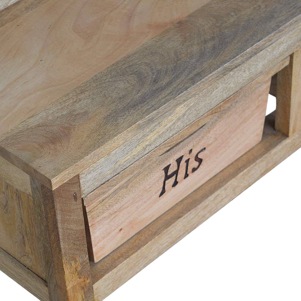 His & Hers Carved Storage Bench | Hand-Carved