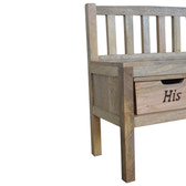 His & Hers Carved Storage Bench | Hand-Carved