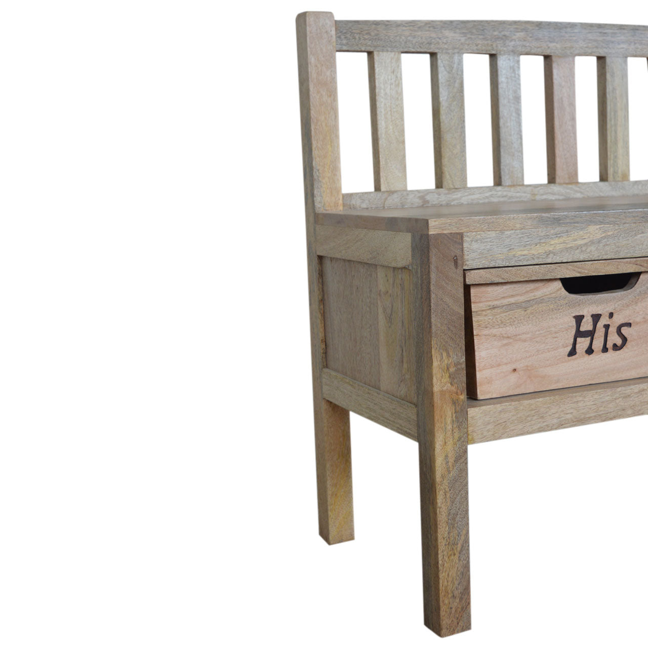 His & Hers Carved Storage Bench | Hand-Carved