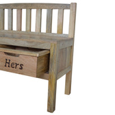 His & Hers Carved Storage Bench | Hand-Carved