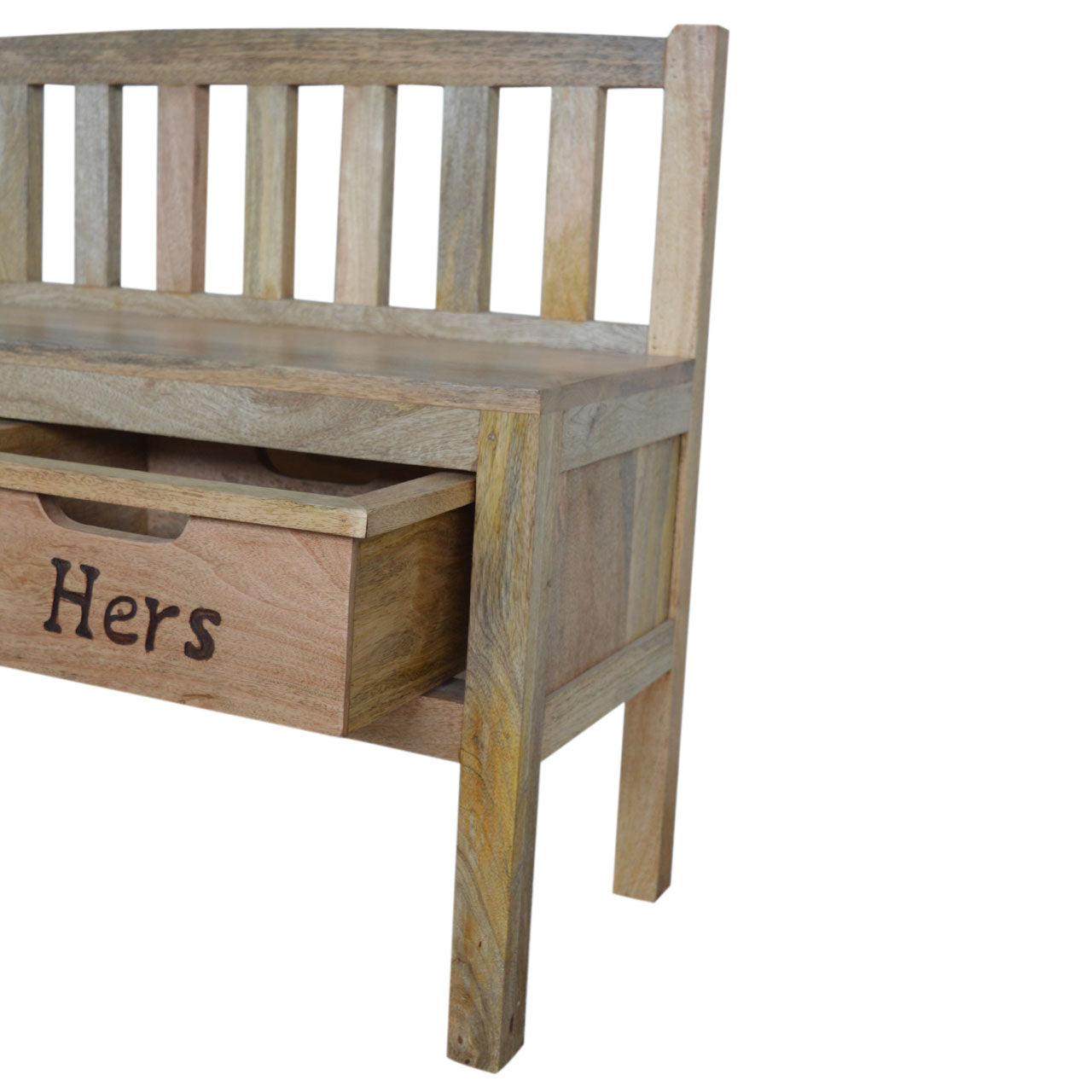 His & Hers Carved Storage Bench | Hand-Carved