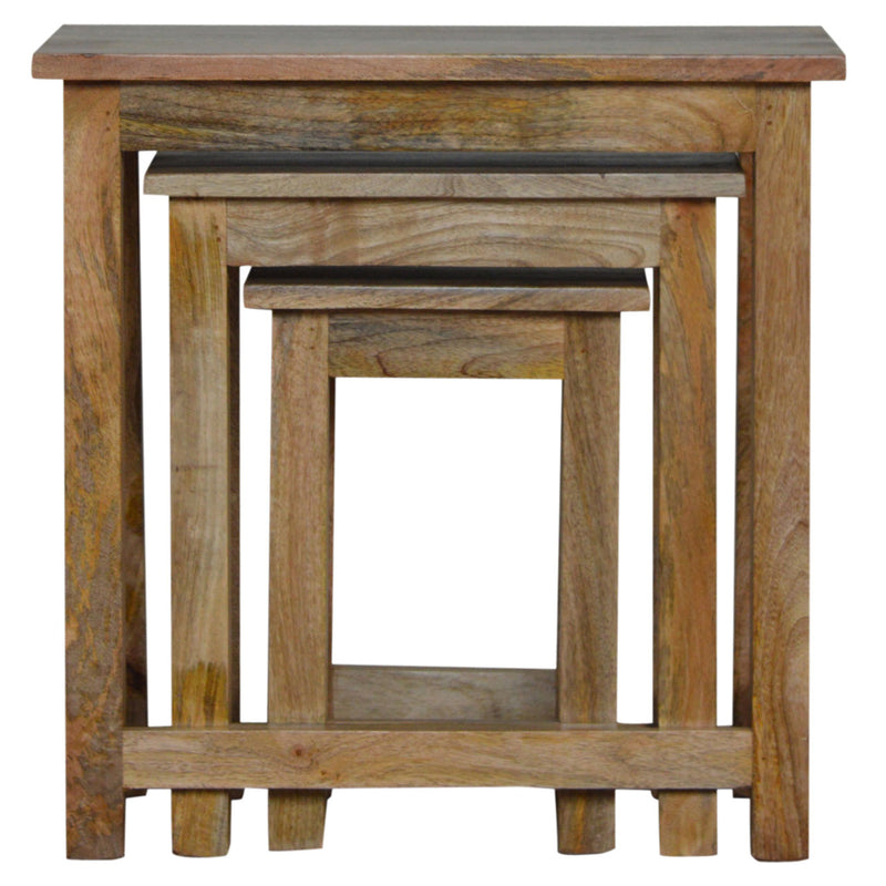 Country Solid Wood Stool Set of 3 Footstool