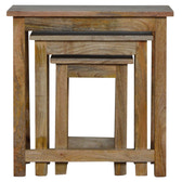 Country Solid Wood Stool Set of 3 Footstool