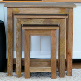 Country Solid Wood Stool Set of 3 Footstool