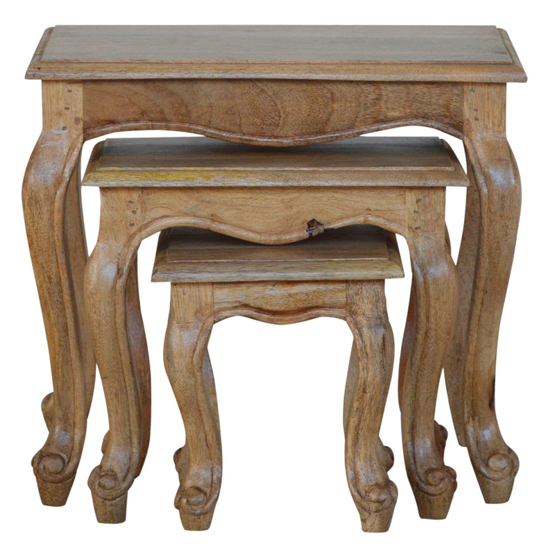 French Style Nesting Stools Footstool | Oak-Ish Mango Wood