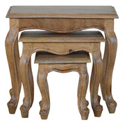 French Style Nesting Stools Footstool | Oak-Ish Mango Wood