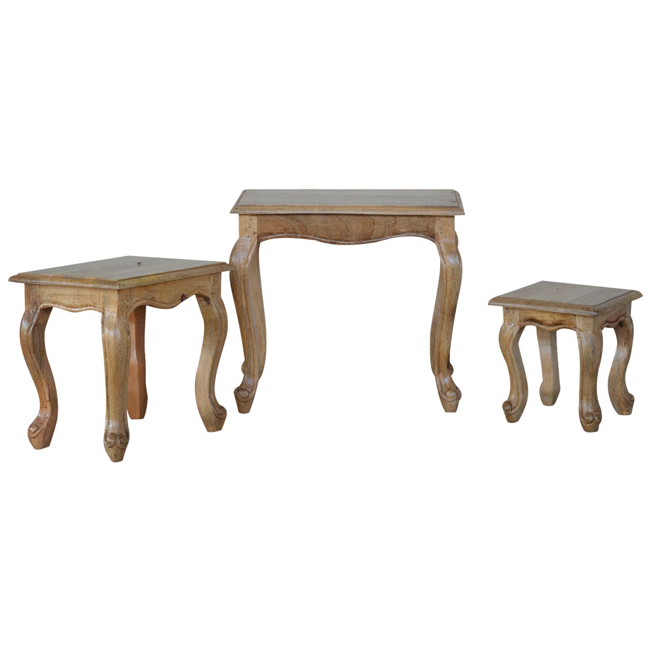 French Style Nesting Stools Footstool | Oak-Ish Mango Wood