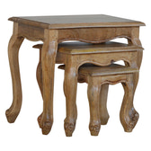 French Style Nesting Stools Footstool | Oak-Ish Mango Wood