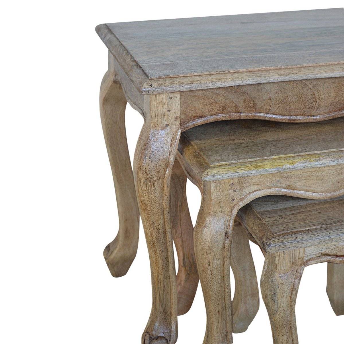 French Style Nesting Stools Footstool | Oak-Ish Mango Wood