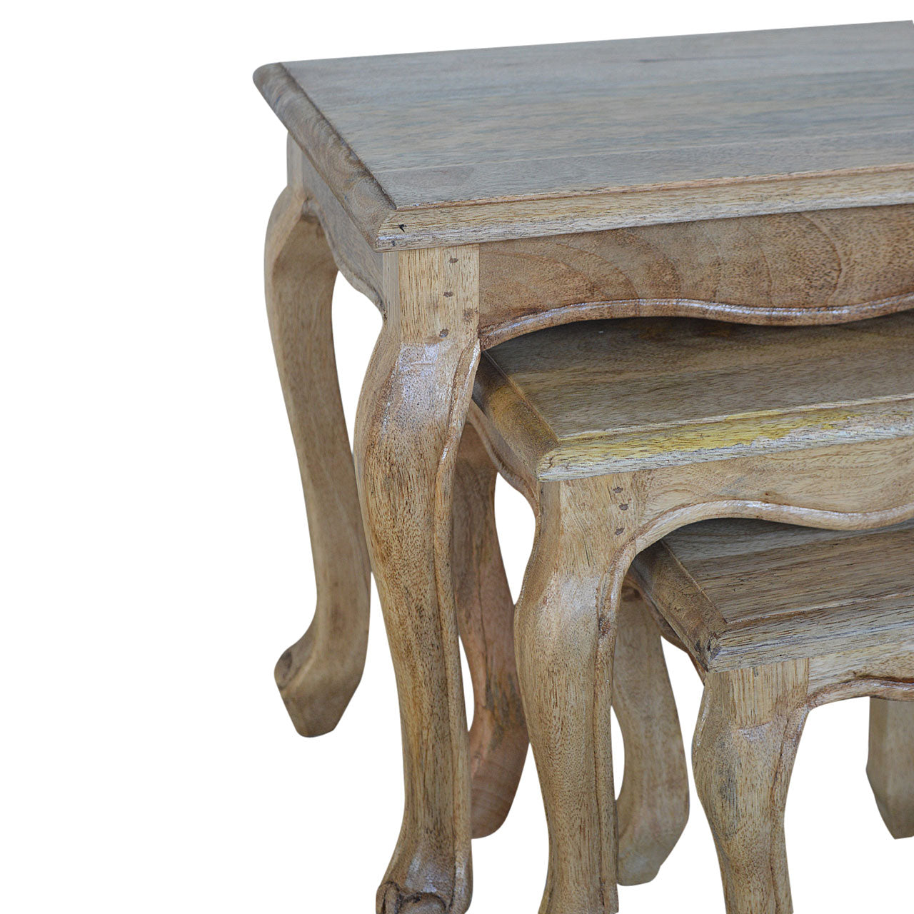French Style Nesting Stools Footstool | Oak-Ish Mango Wood