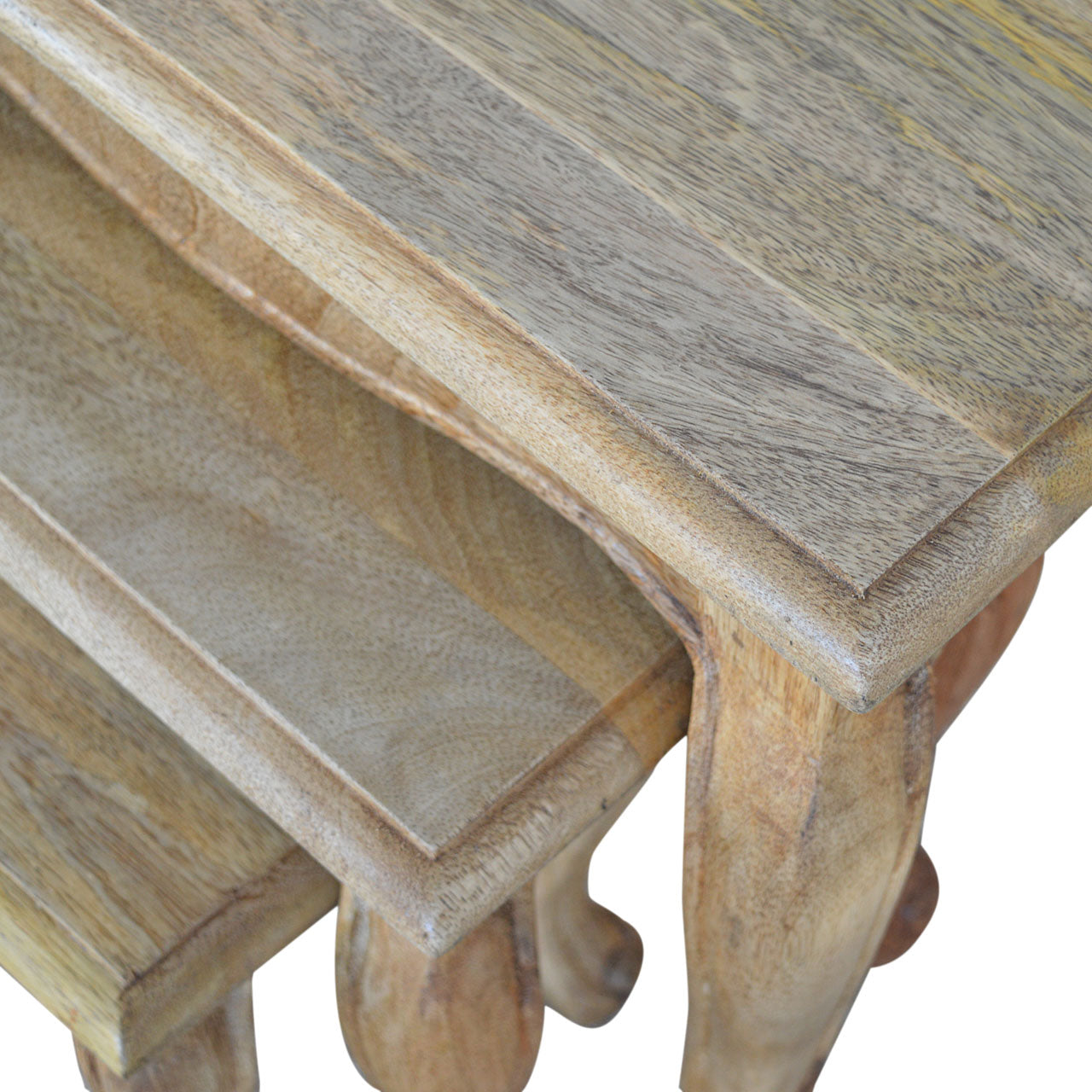 French Style Nesting Stools Footstool | Oak-Ish Mango Wood