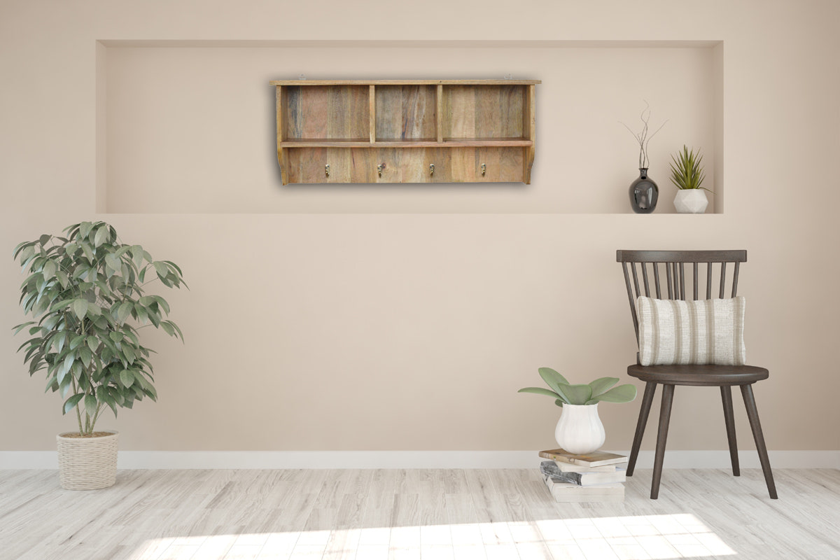 Floating Coat Rack with 3 Shelves Accent Piece
