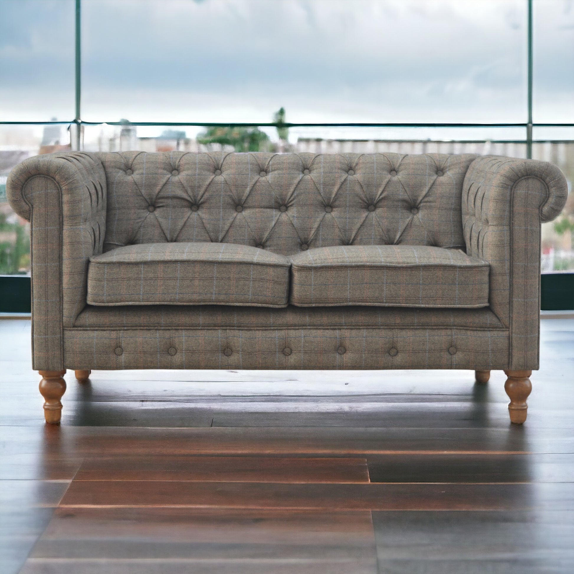 Multi Tweed 2 Seat Chesterfield Chair