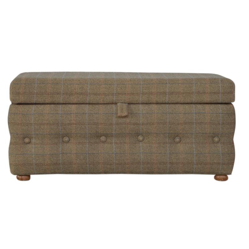 Multi Tweed Button Fooststool Footstool