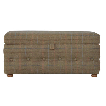 Multi Tweed Button Fooststool Footstool
