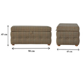 Multi Tweed Button Fooststool Footstool