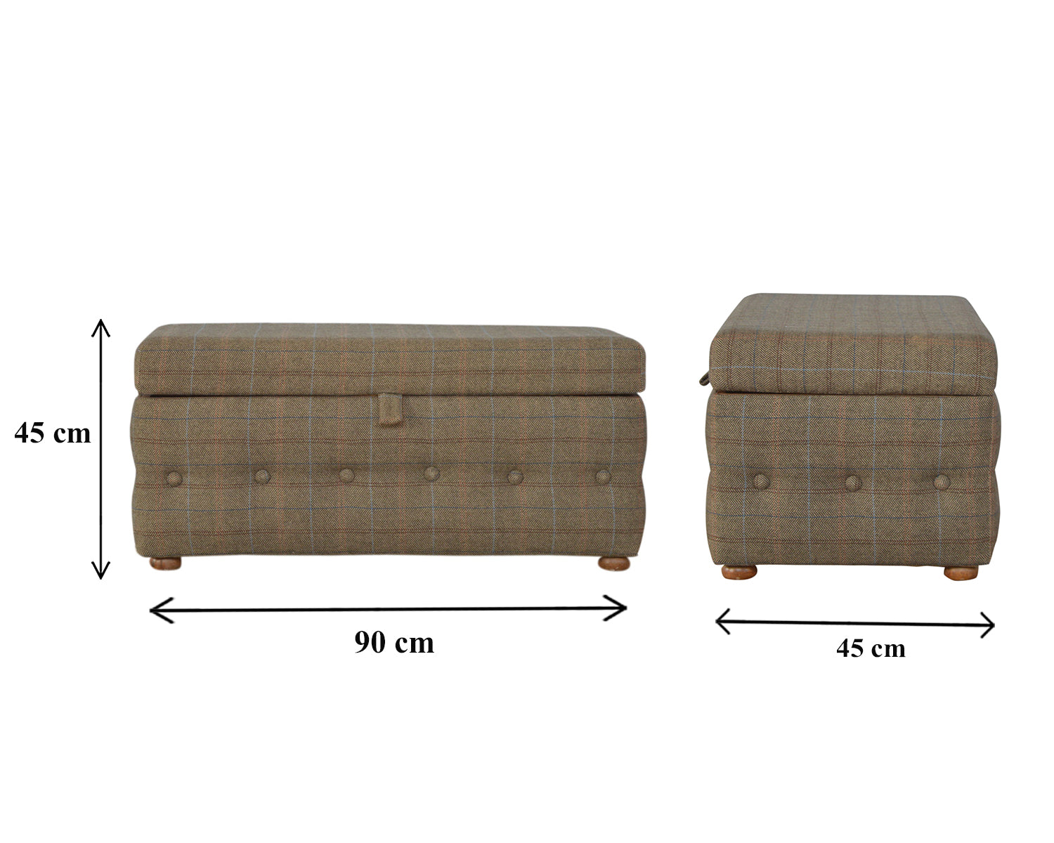 Multi Tweed Button Fooststool Footstool
