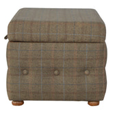 Multi Tweed Button Fooststool Footstool