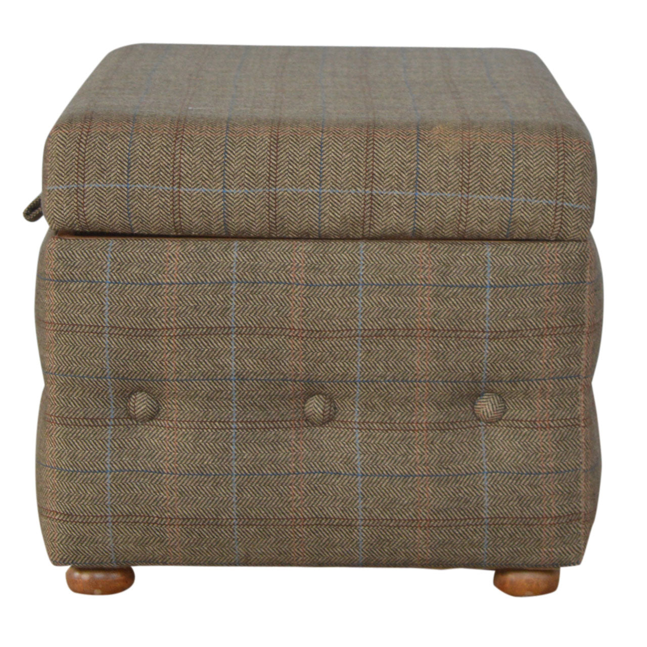 Multi Tweed Button Fooststool Footstool