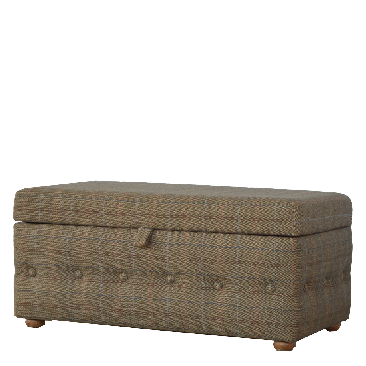 Multi Tweed Button Fooststool Footstool