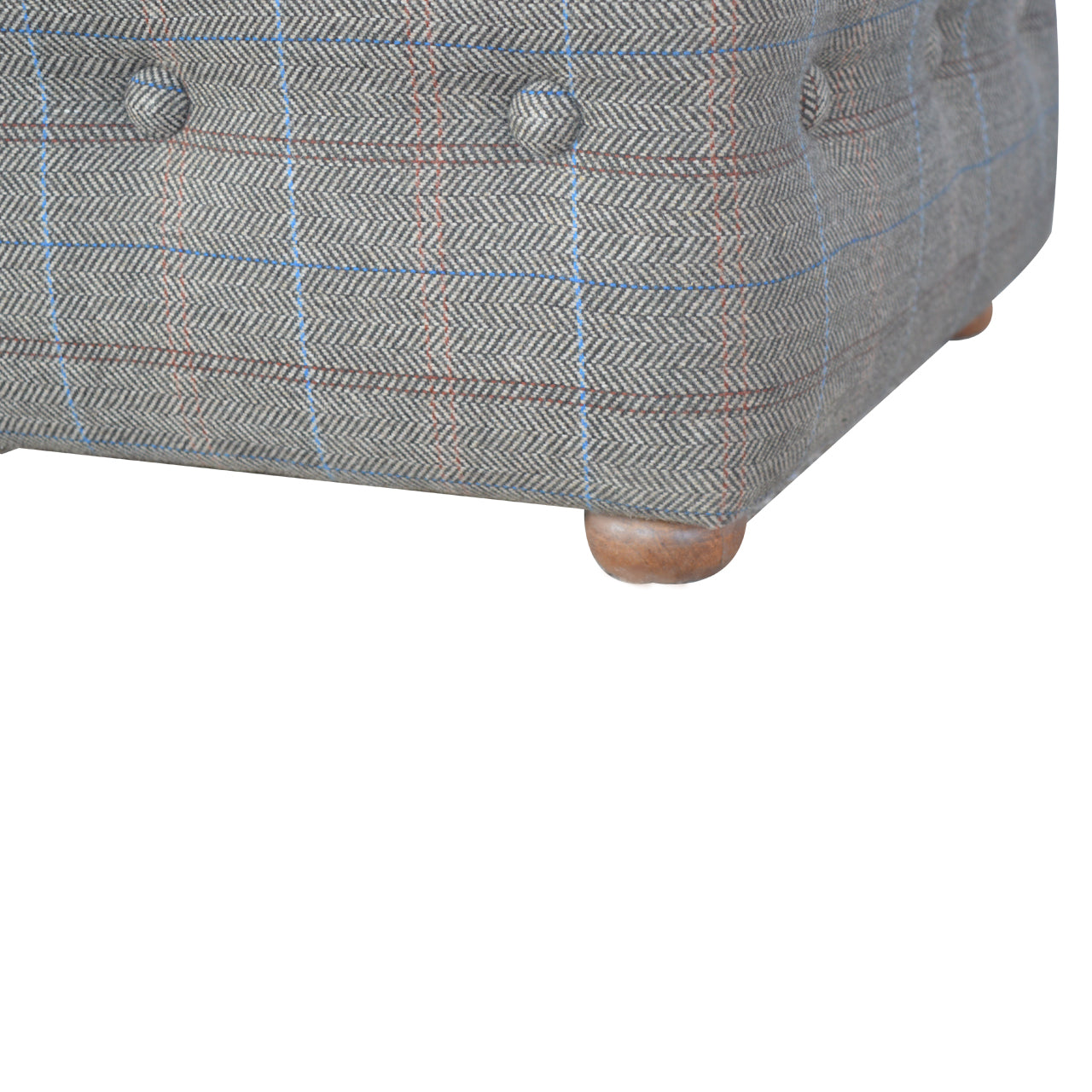 Multi Tweed Button Fooststool Footstool