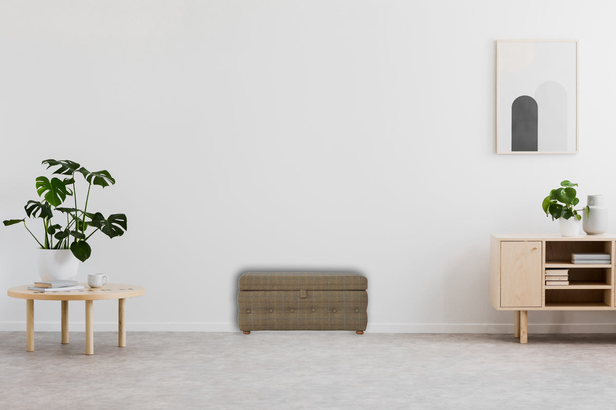 Multi Tweed Button Fooststool Footstool