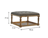 Multi Tweed Footstool with Shelf | Oak-Ish