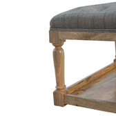 Multi Tweed Footstool with Shelf | Oak-Ish