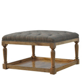 Multi Tweed Footstool with Shelf | Oak-Ish