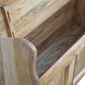 Large Monks Storage Bench | Oak Solid Mango Wood Hidden Storage