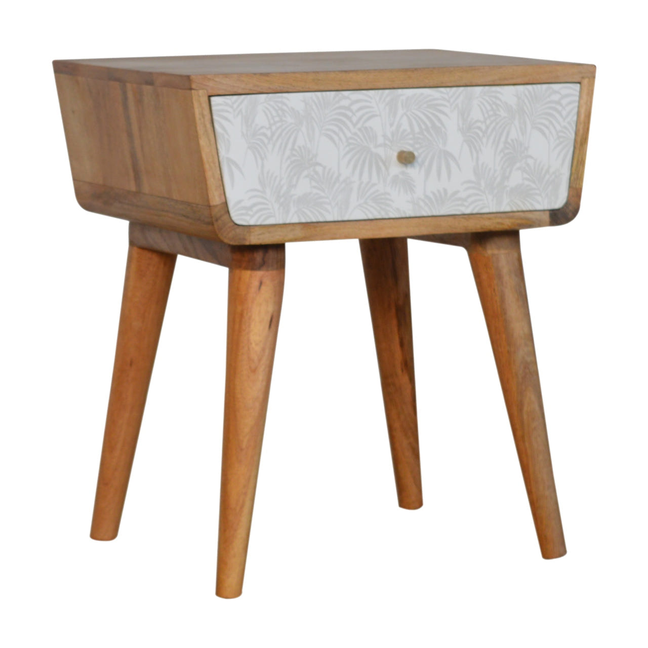 White Trape Bedside Table | Oak-Ish Mango Wood