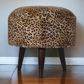 Leopard Nordic Style Footstool | Cotton Velvet
