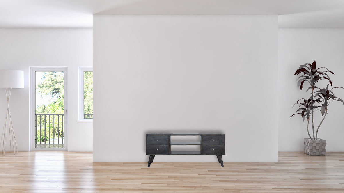 Ash Black 4 Drawer Media Unit