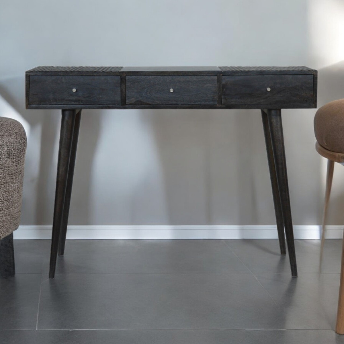 Ash Black 3-Drawer Console Table