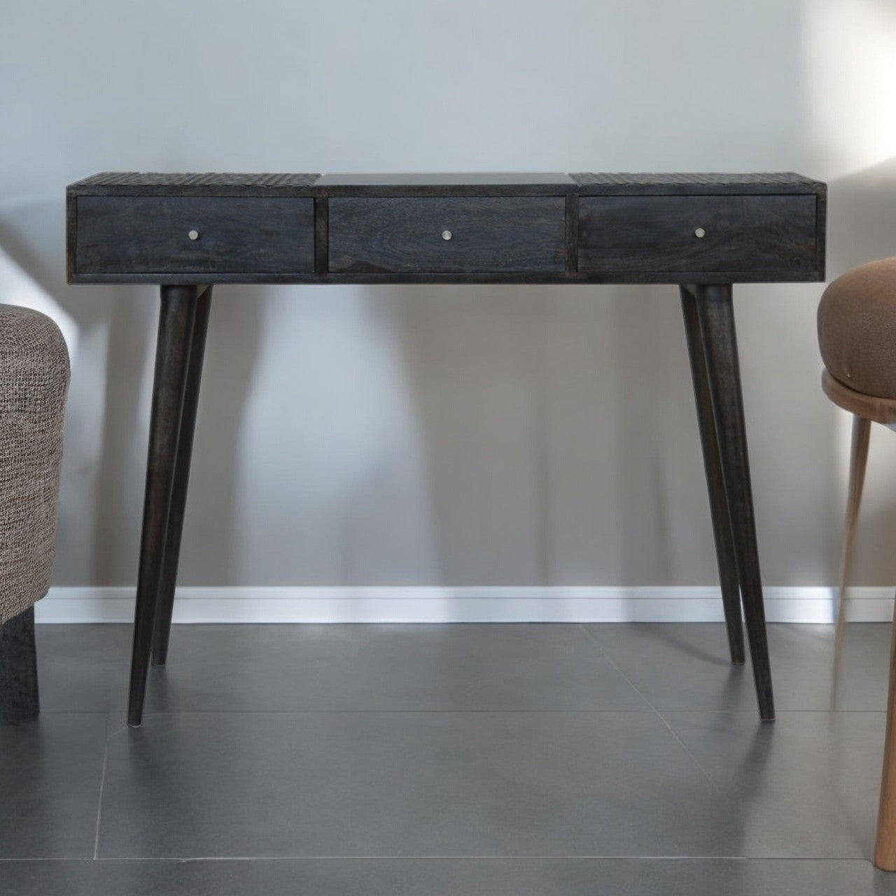 Ash Black 3-Drawer Console Table